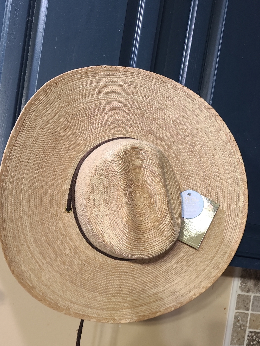 Tula Natural Palm Wide-Brim Womens Sun Hat with Brown Chin Cord